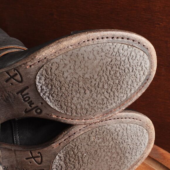 P. Monjo Boots Womens SZ EU 36 US 6 BLK Lexi Ankle Leather Pull On Moto Casual - Picture 10 of 13